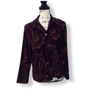 Kim Rogers Paisley Button Down Shirt Women’s Size MP | Purple Long Sleeve Soft B
